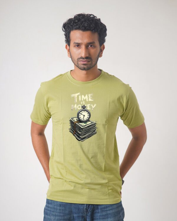 Men’s Printed Round Neck Half Sleeve T-Shirt- Time Money