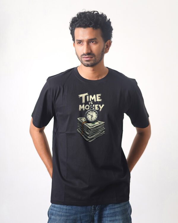 Men’s Printed Round Neck Half Sleeve T-Shirt- Time Money