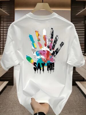 Unisex Oversized T-Shirt 100% Cotton, 220+ GSM  "Say Hi Splash" Tee