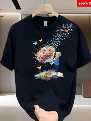 Unisex Oversized T-Shirt 100% Cotton, 220+ GSM "Colorful Butterfly" Tee