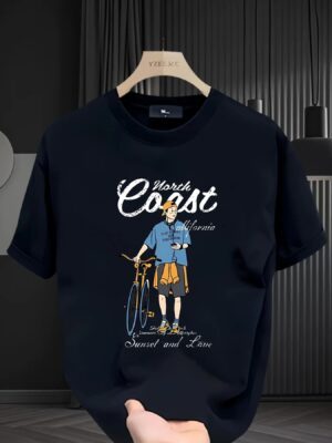 Unisex Oversized T-Shirt 100% Cotton, 220+ GSM "Stylish Bicycle" Tee