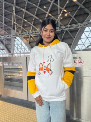 Happy Corgi Ear Hoodie for Women – Cozy Winter Fashion
