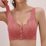 Large Size Maternity Seamless Bra with Lace Detailing – Comfortable Wireless Front Button Push-Up Bra with Removable Pads