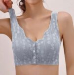 Large Size Maternity Seamless Bra with Lace Detailing – Comfortable Wireless Front Button Push-Up Bra with Removable Pads