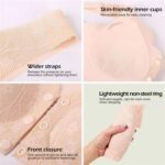 Large Size Maternity Seamless Bra with Lace Detailing – Comfortable Wireless Front Button Push-Up Bra with Removable Pads