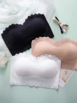 Women’s Strapless Tube Top Bra – Invisible Anti-Slip Crop Top Underwear with Beauty Back Design