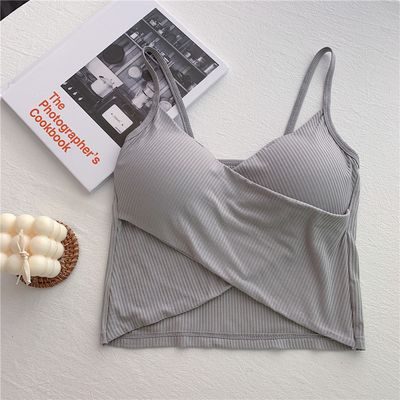Trendy cotton cross-back bralette sports vest, versatile and suitable as an outer layer or base layer for women.