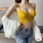 Trendy cotton cross-back bralette sports vest, versatile and suitable as an outer layer or base layer for women.