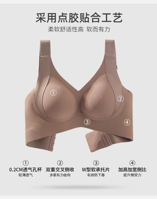 Women's Big Chest Seamless Anti-Sagging Bra Adjustable Full Cup Bra Comfortable Wireless Lingerie