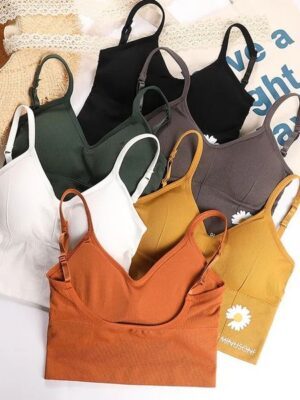 Women’s Cotton Tank Top Bra – Fashionable Push-Up Sports Bralette and Lingerie Top