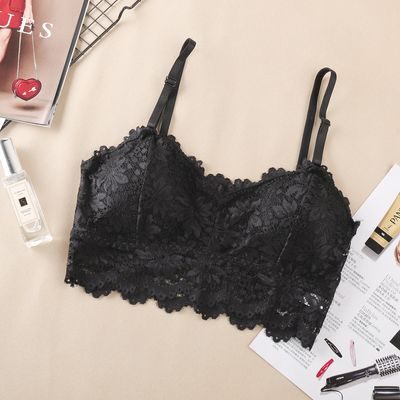 Women’s Fashion Lace Bralette Top – Comfortable Seamless Solid Color Bra Vest