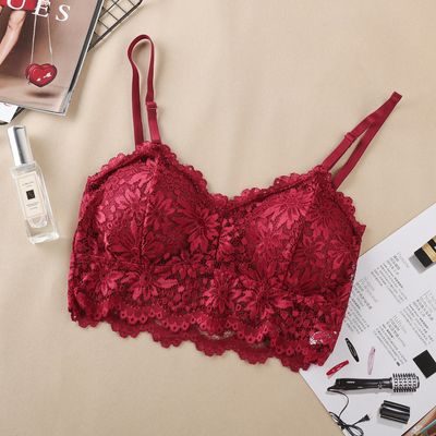 Women’s Fashion Lace Bralette Top – Comfortable Seamless Solid Color Bra Vest
