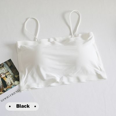 Women’s Ice Silk Seamless Bandeau Crop Top Bra – Soft Wireless One-Piece Summer Beauty Wrap