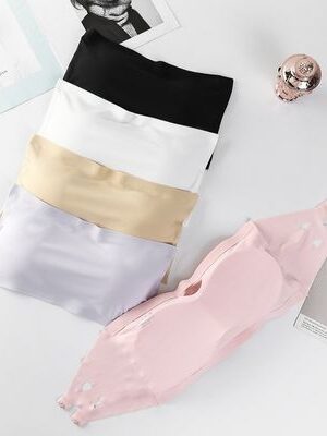 Women’s Ice Silk Strapless Bra – Seamless Crop Tube Top Bralette, Soft Sexy Bustier (Plus & Large Sizes Available)