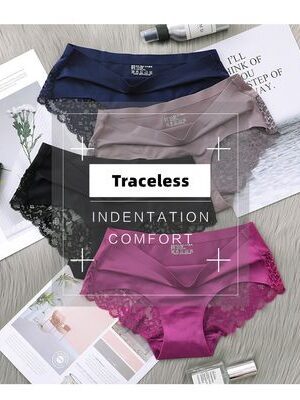 Women’s Lace Briefs – Plus Size Ice Silk Seamless Underwear, European & US Style