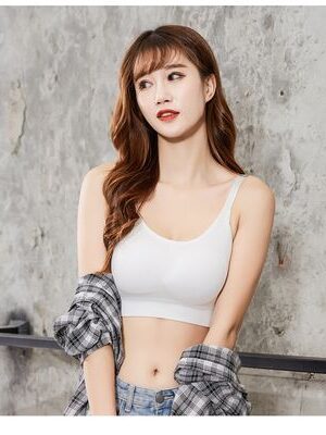 Women’s Seamless Solid Color U-Back Crop Top Bra with Built-In Chest Pads (4)