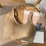 Women’s Seamless Solid Color U-Back Crop Top Bra with Built-In Chest Pads