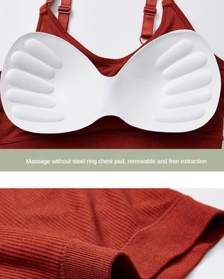 Women’s Seamless Solid Color U-Back Crop Top Bra with Built-In Chest Pads