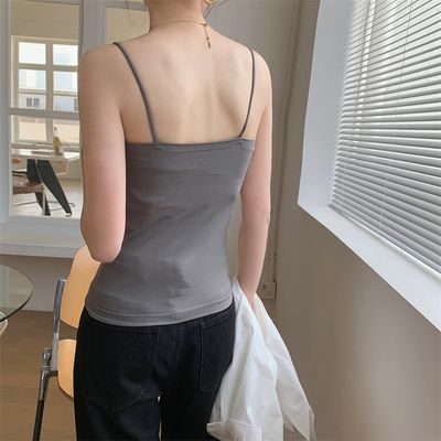 Women’s Seamless Wireless Camisole Bra with Spaghetti Straps – Fashion Tank Top Underwear