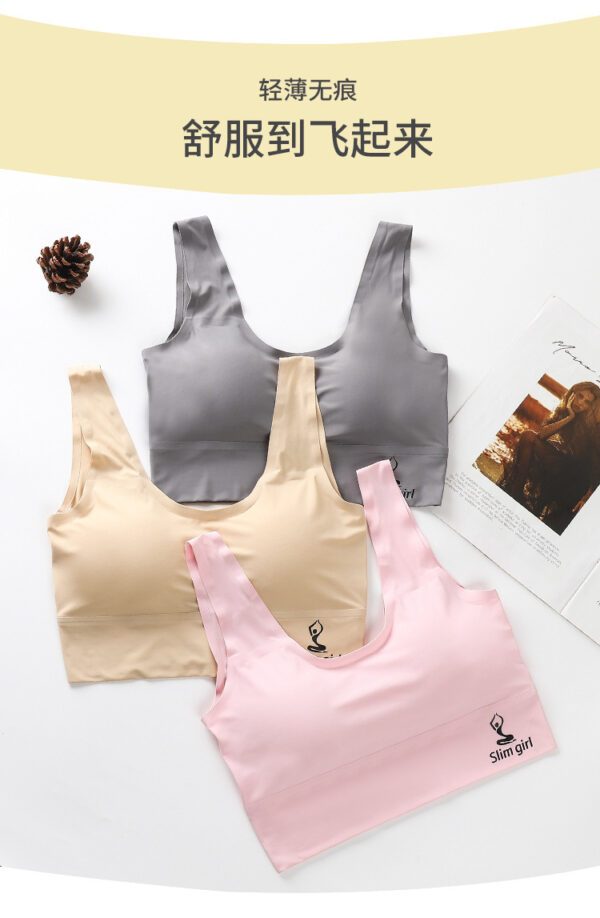 Women‘s Ice Silk Seamless Bra Sports Push Up Underwear Transparent Mesh GathersBralette Plus Size Comfortable Elastic Bralette