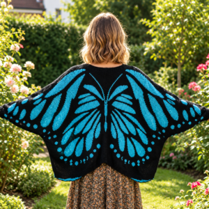Turquoise Blue Butterfly Sweater.